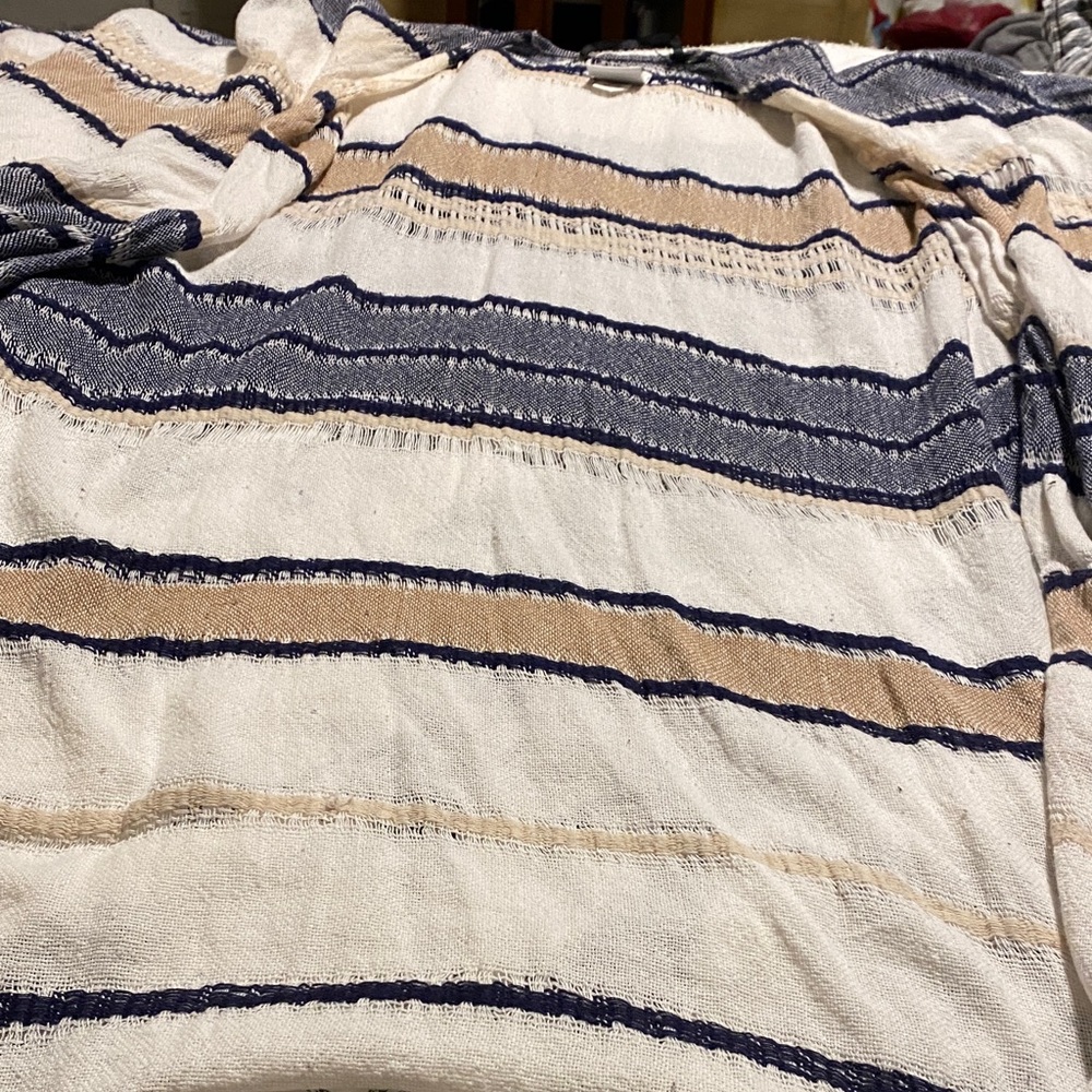 Striped Women's shawl in Navy and Beige